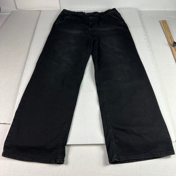 Oat New York Jeans Women's 32x29* High Rise Wide Leg Black Faded Denim Tag 30 - Picture 1 of 16